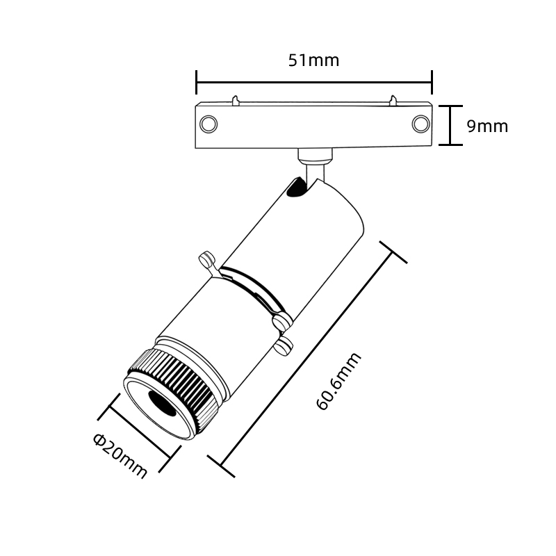 Beam Angle Shapable LED Track Light Spotlight 2.5W