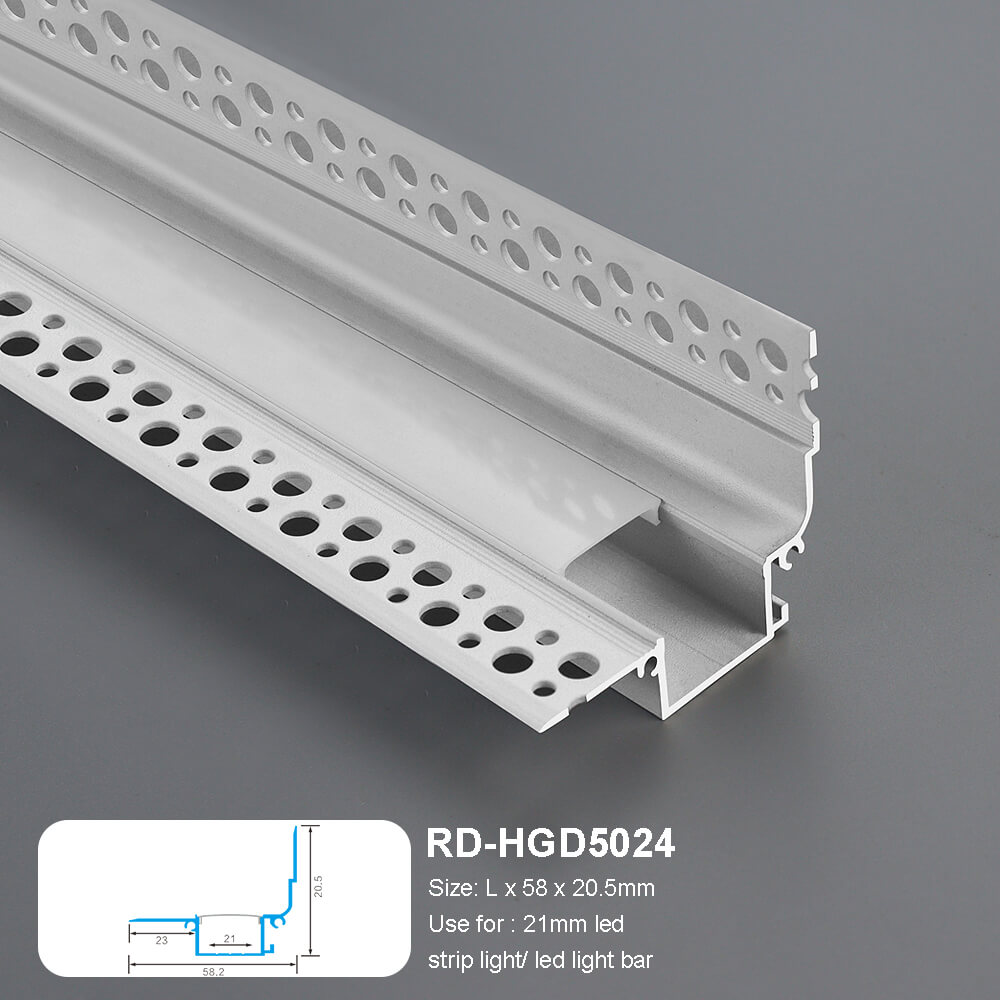 Corner Recessed Plaster LED Aluminum Profile 58x20